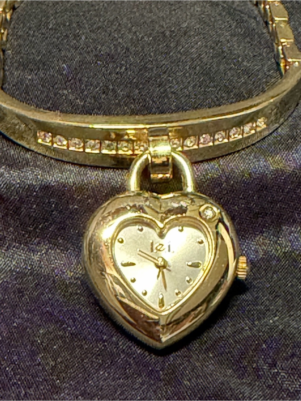 Gold Heart Locket Watch Bracelet - Women's Accessory